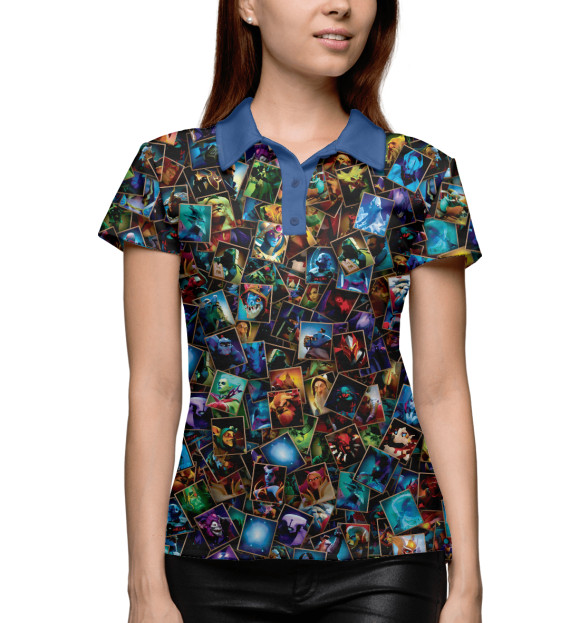 Женское поло с изображением Герои DOTA2 цвета Белый