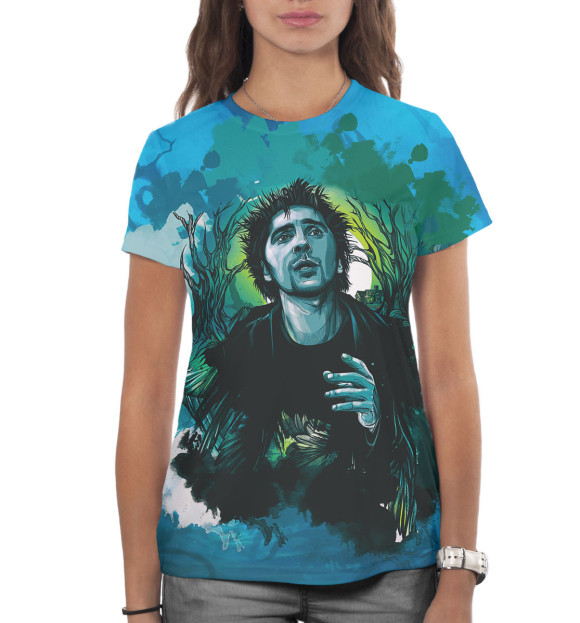 Женская футболка с изображением Горшок цвета Белый