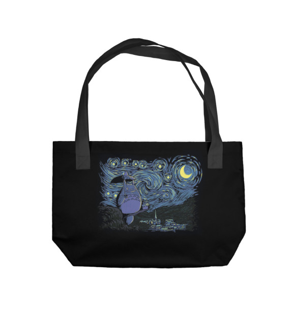 Пляжная сумка с изображением Тоторо в стиле Ван Гог цвета 
