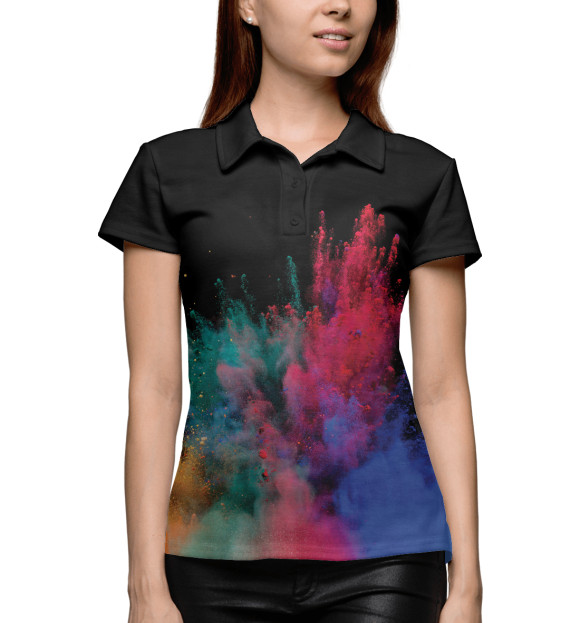 Женское поло с изображением Сухие краски цвета Белый