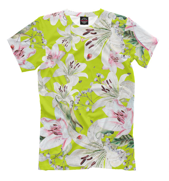 Мужская футболка с изображением Сад лилий цвета Молочно-белый