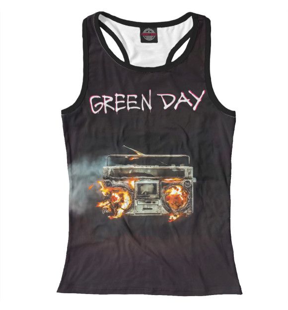 Женская майка-борцовка с изображением Green Day альбом цвета Белый