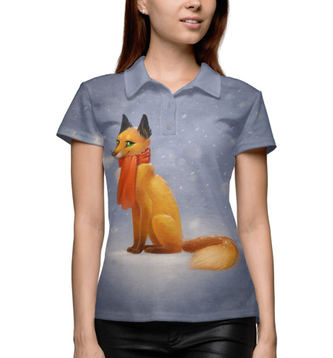 

Поло Print Bar, Белый, Снежная Лиса