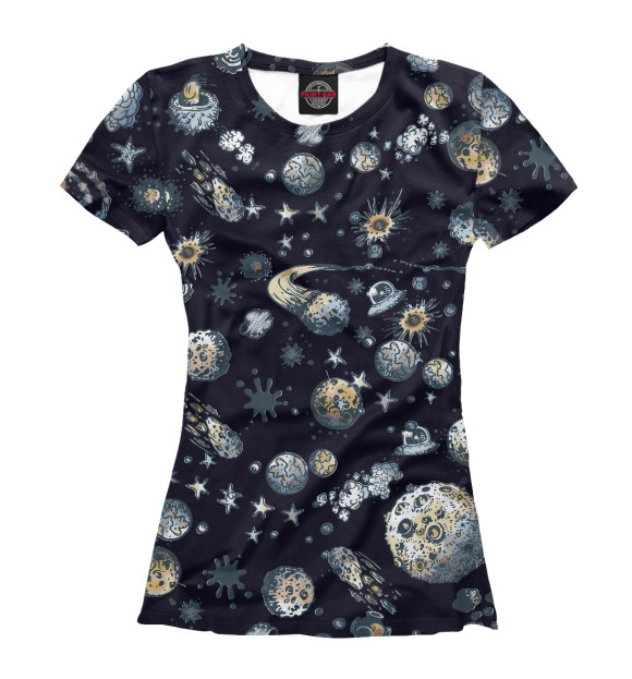 Женская футболка с изображением Космос цвета Белый