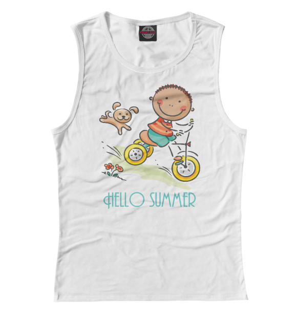 Майка для девочки с изображением Hello summer цвета Белый