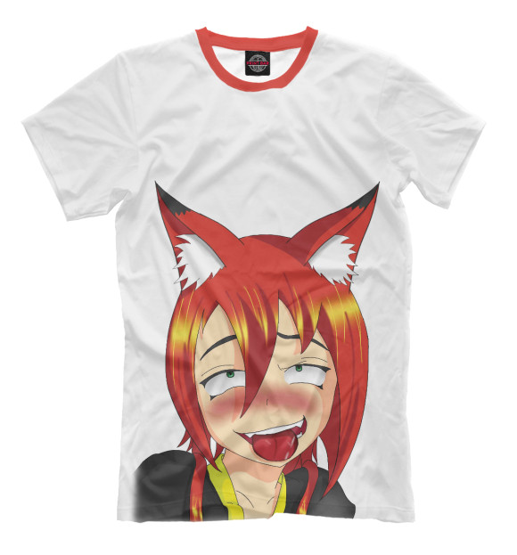 Мужская футболка с изображением Ahegao цвета Молочно-белый