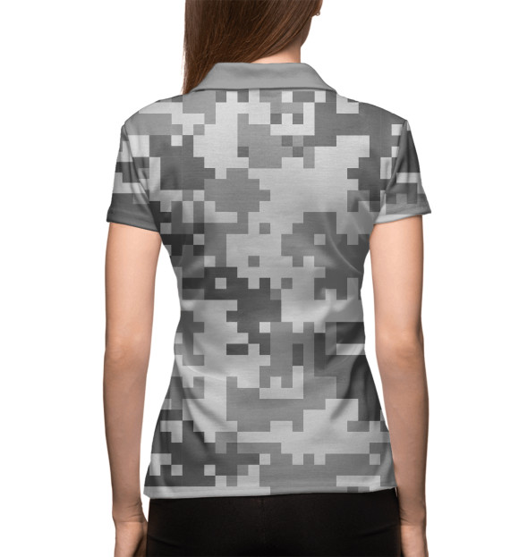Женское поло с изображением Camo digital gray цвета Белый