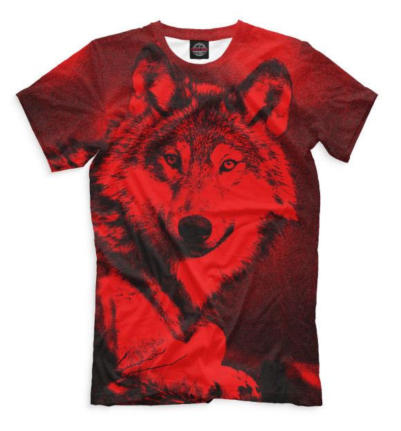 Мужская футболка с изображением Волк цвета Темно-бордовый