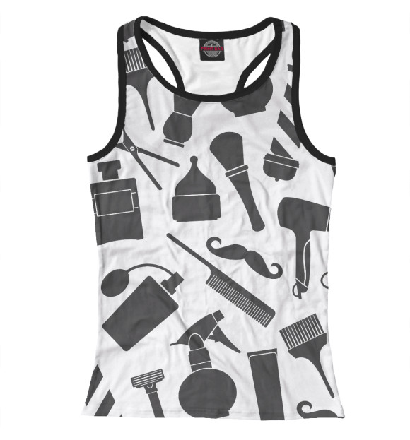 Женская майка-борцовка с изображением Барбер цвета Белый