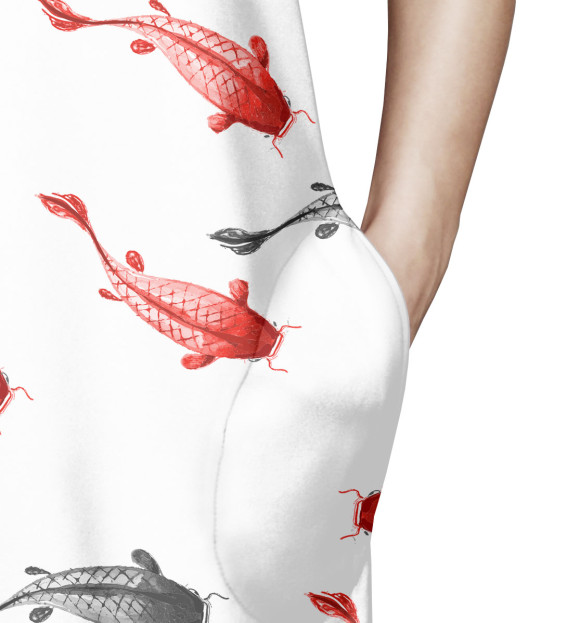 Платье без рукавов с изображением Рыба цвета Белый