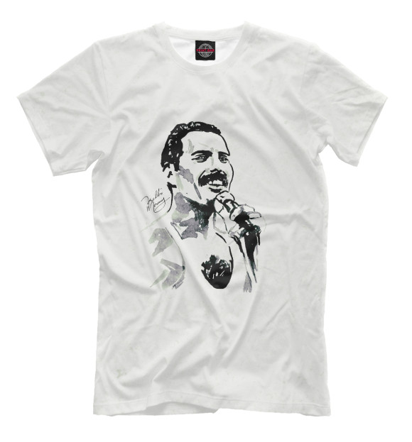 Мужская футболка с изображением Фредди Меркьюри (с автографом) цвета Р‘РµР»С‹Р№