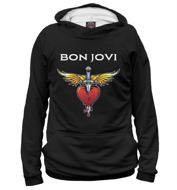Женское худи с изображением Bon Jovi цвета Белый