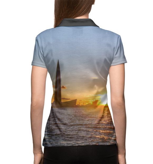 Женское поло с изображением Санкт-Петербург, Лахта центр цвета Белый