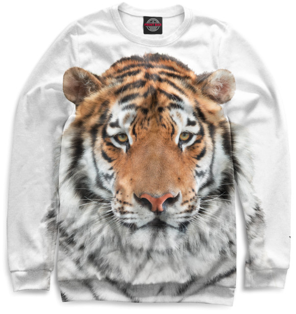 Свитшот для девочек с изображением Тигр цвета Белый