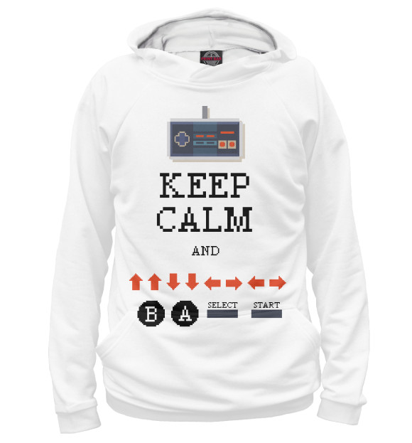 Мужское худи с притом Код Konami цвета Белый Мужское худи с изображением Код Konami цвета Белый