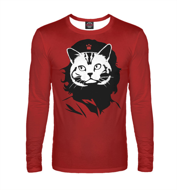 Мужской лонгслив с изображением Че - Котяра цвета Белый