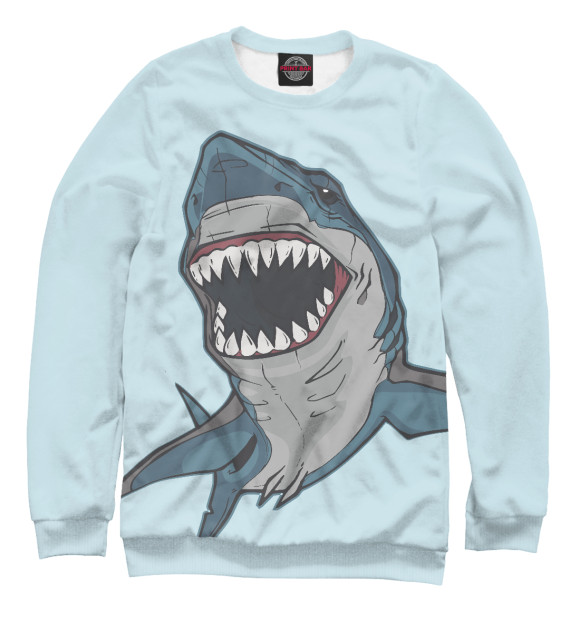 Мужской свитшот с изображением Dangerous shark цвета Белый