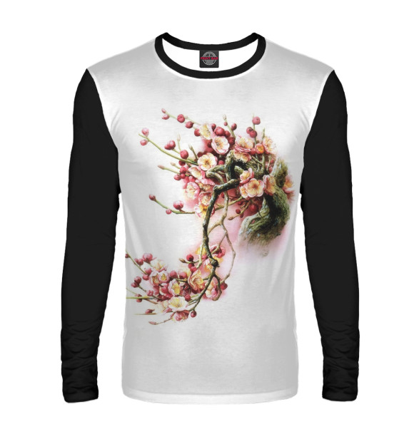 Мужской лонгслив с изображением Цветы цвета Белый