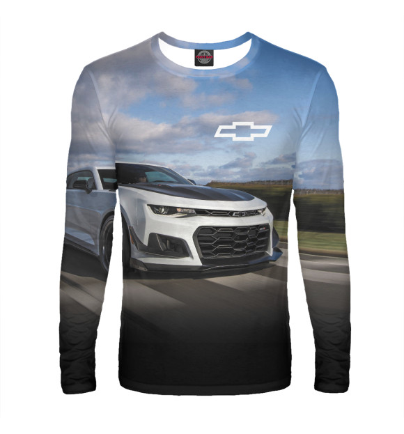 Мужской лонгслив с изображением Chevrolet Camaro цвета Белый