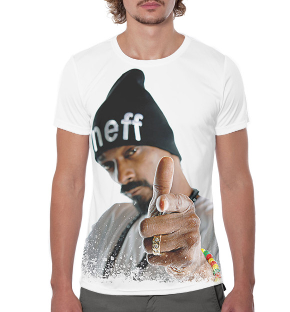 Мужская футболка с притом Snoop Dogg цвета Белый Мужская футболка с изображением Snoop Dogg цвета Белый