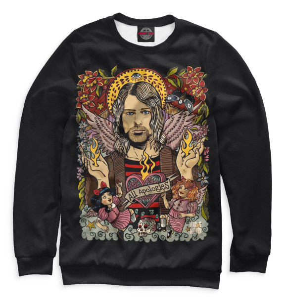 Мужской свитшот с изображением Kurt Cobain цвета Белый