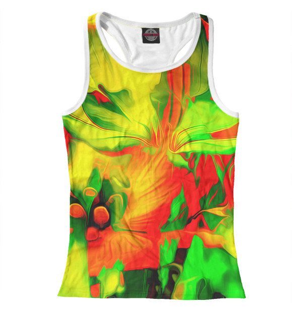 Женская майка-борцовка с изображением Цветочная акварель цвета Белый