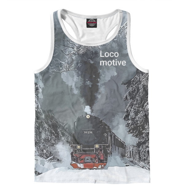 Мужская майка-борцовка с изображением Locomotive цвета Белый