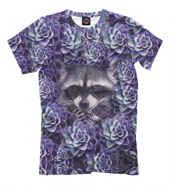 Мужская футболка с изображением Енот в цветах цвета Серый