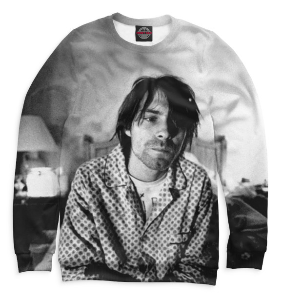 Мужской свитшот с изображением Kurt Cobain цвета Белый