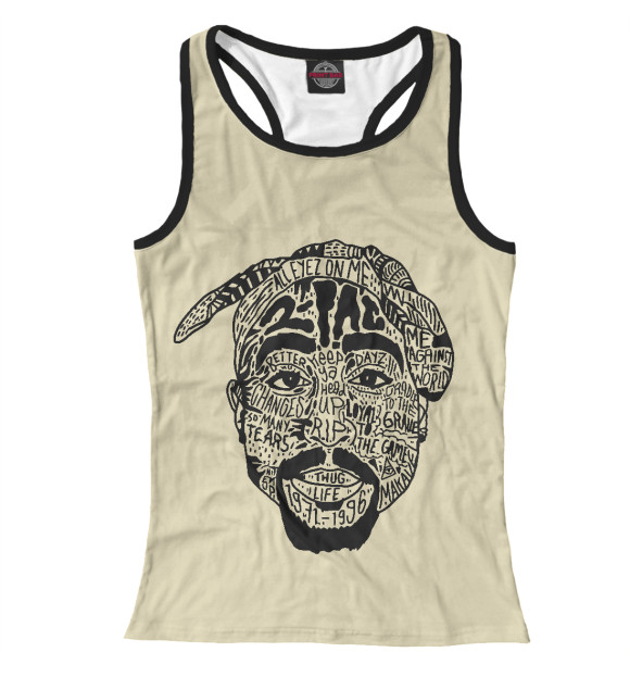 Женская майка-борцовка с изображением 2Pac цвета Белый