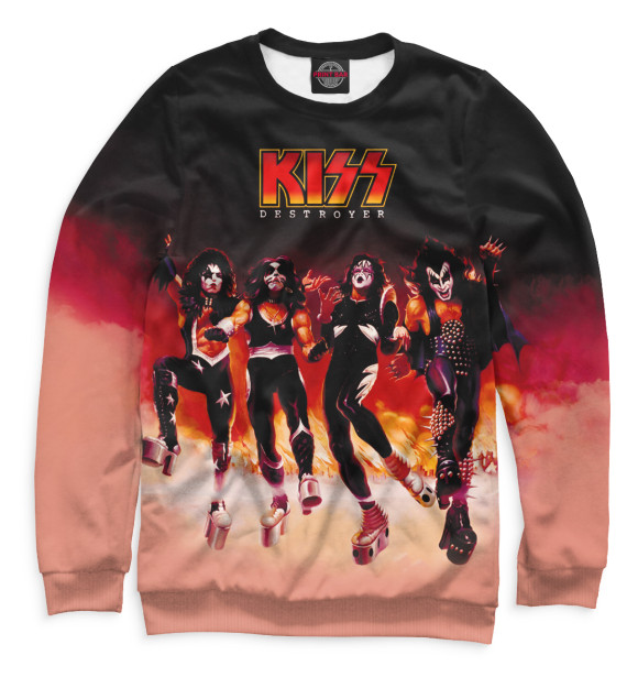 Мужской свитшот с изображением KISS цвета Белый