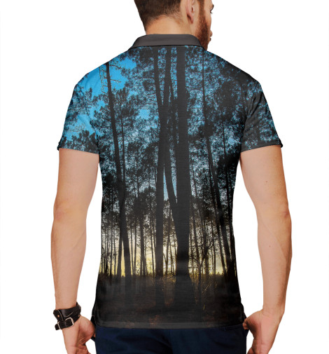 

Поло Print Bar, Белый, Лес