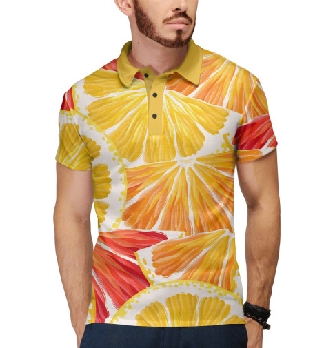 

Поло Print Bar, Белый, Цитрусы