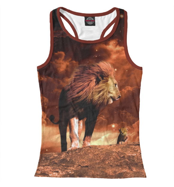 Женская майка-борцовка с изображением Лев цвета Белый