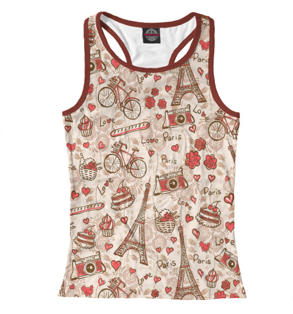 Женская майка-борцовка с изображением Paris цвета Белый