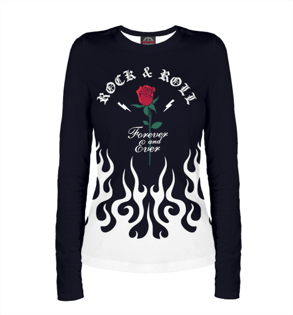 Женский лонгслив с изображением Rock'n'Roll цвета Белый