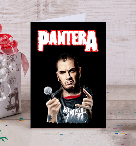 Открытка с изображением Pantera Phil Anselmo цвета Белый