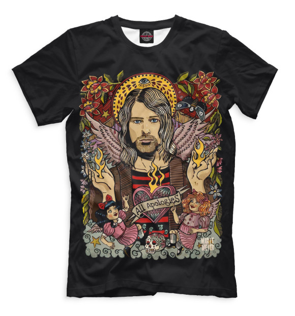 Мужская футболка с изображением Kurt Cobain цвета Черный