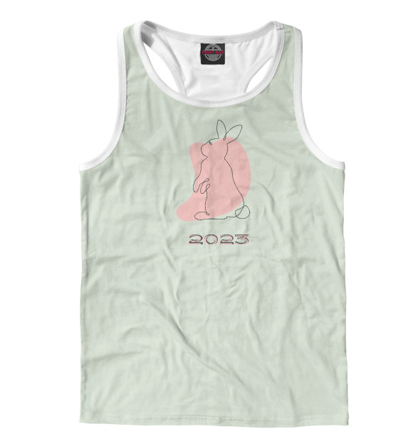 Мужская майка-борцовка с изображением Милый кролик 2023 цвета Белый