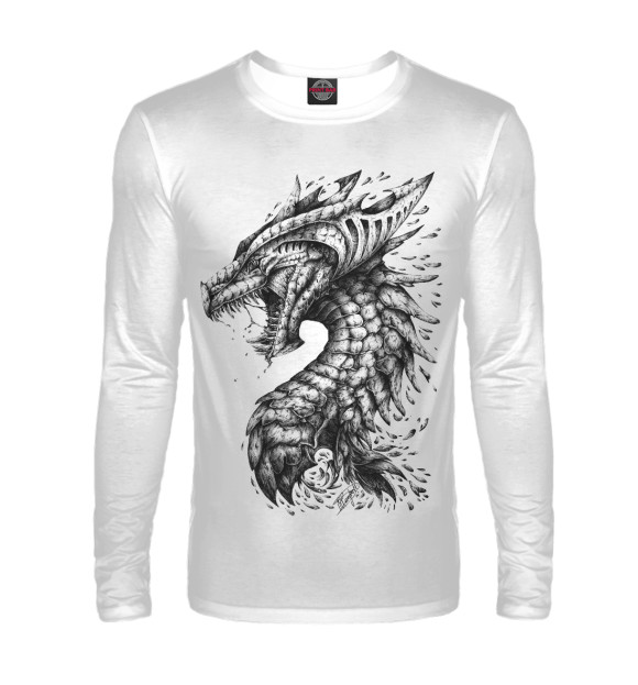 Мужской лонгслив с изображением Dragon цвета Белый