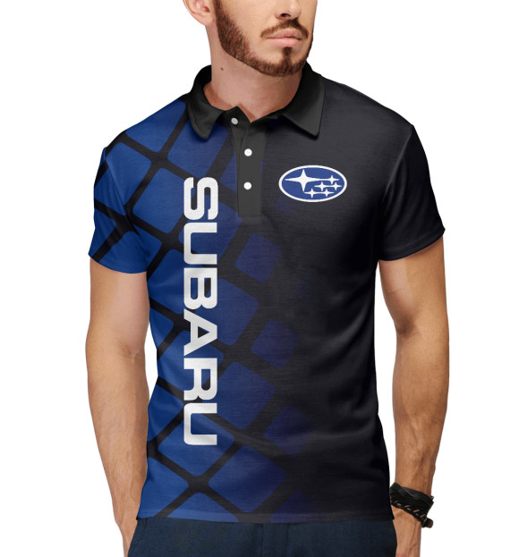 Мужское поло с изображением Subaru | Субару | Авто цвета Белый