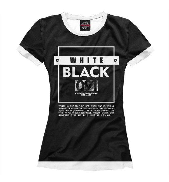 Женская футболка с изображением Black and white 091 цвета Белый