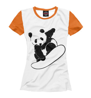Женская футболка Panda Snowboarder