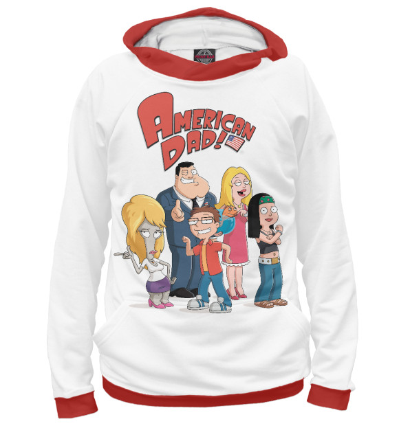 Женское худи с изображением Американский папаша цвета Белый