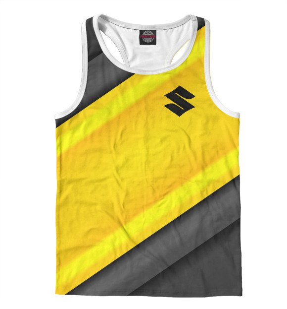 Мужская майка-борцовка с изображением SUZUKI цвета Белый