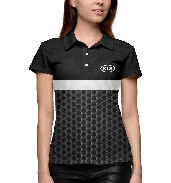 Женское поло с изображением KIA цвета Белый