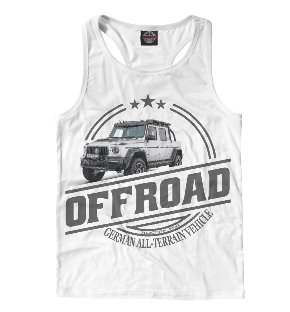 Мужская майка-борцовка с изображением Немецкий вездеход цвета Белый