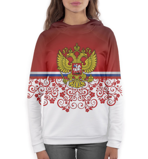 Женское худи с изображением Сборная России цвета Белый