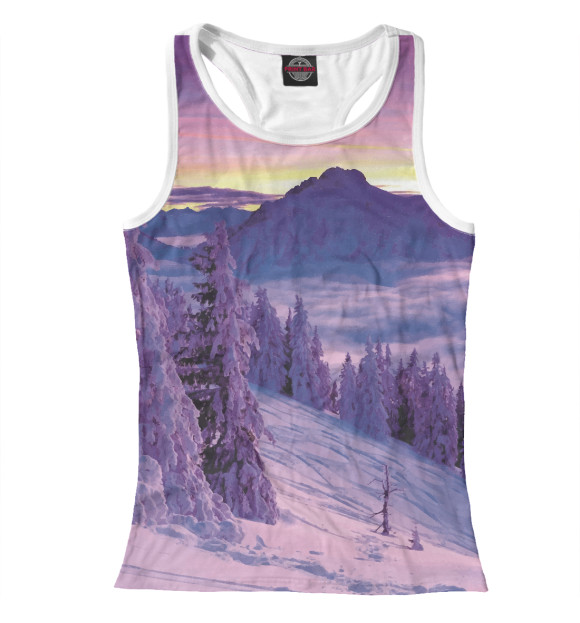 Женская майка-борцовка с изображением Елки цвета Белый