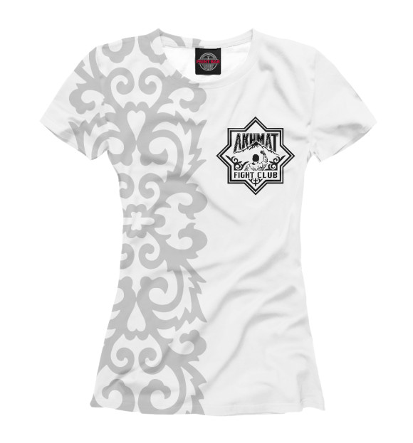 Женская футболка с изображением Ахмат Орнамент цвета Белый